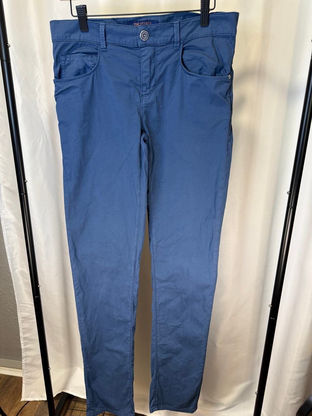Trussardi Jeans Men’s 29 Blue Slim Straight 5 Pocket Pants Italian Designer